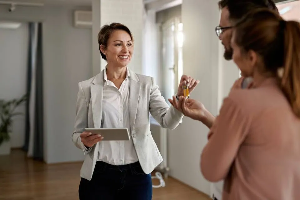 Client receiving keys to a home